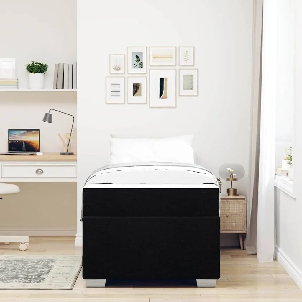 Black Bed Frame with Mattress 90 x 190 cm Fabric Modern Minimalist Design