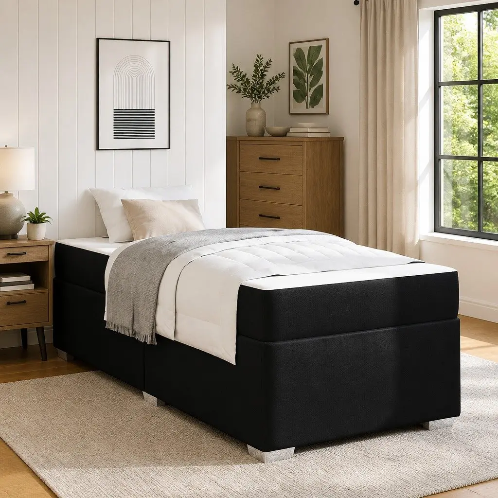 Bed Frame with Mattress Medium-Firm 90 x 190 cm Black