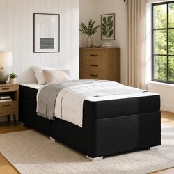 90 x 190 cm Modern Bed Frame with Mattress in Black