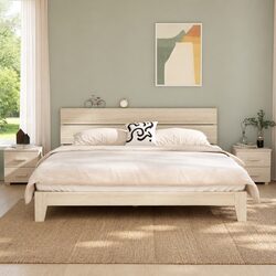 White Wooden Bedside Cabinets with Drawers - Set of 2