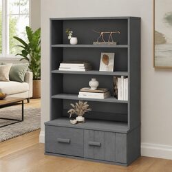Solid Pine Highboard Top in Dark Grey with Three Shelves