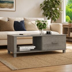 Wooden Coffee Table with Drawer Storage in Grey