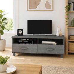 Grey Wooden TV Cabinet with Storage Features