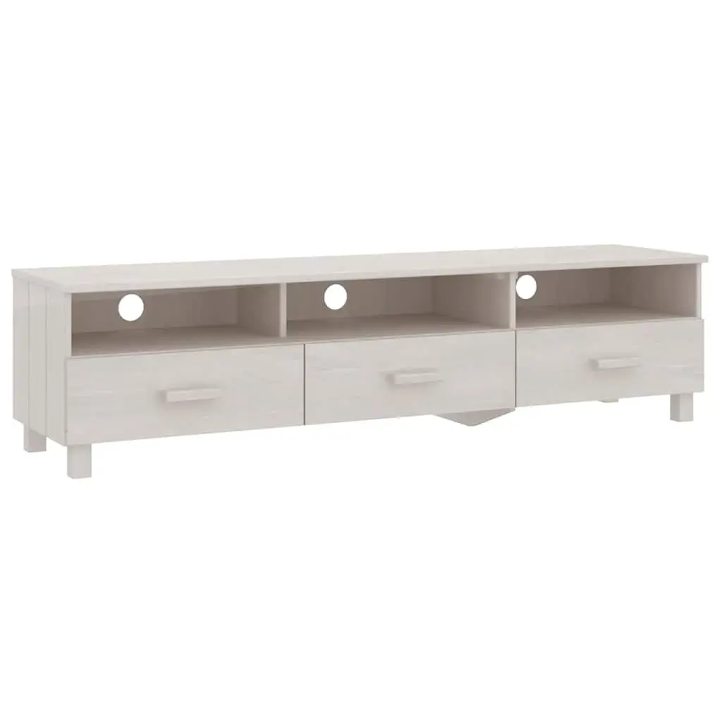 TV Cabinet Solid Pine Wood 158x40x40cm White with 3 Drawers