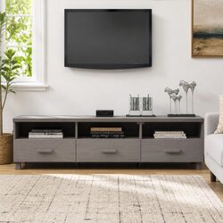 Solid Pinewood Grey TV Cabinet with Sliding Drawers