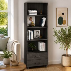 Solid Pinewood Highboard Cabinet with Shelves and Drawers