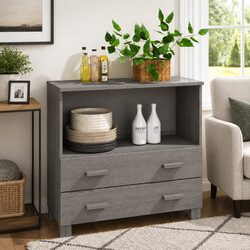 Solid Pinewood Sideboard Storage Cabinet with Drawers