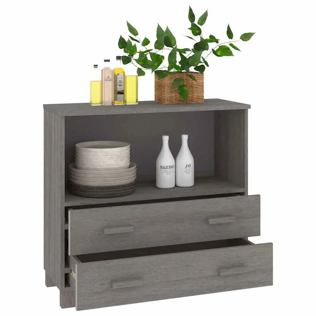 Wooden Sideboard Storage Cabinet with 2 Drawers and Compartment Light Grey 85x35x80cm