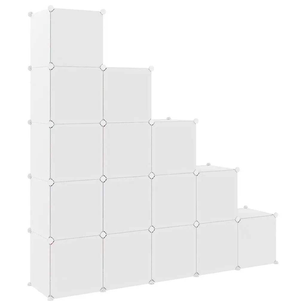Cube Storage Cabinet 15 Cubes Organizer Lightweight White Plastic for Kids