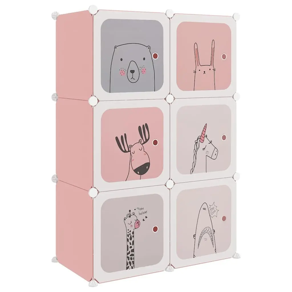 Cube Storage Cabinet for Kids Organiser 6 Cubes Pink