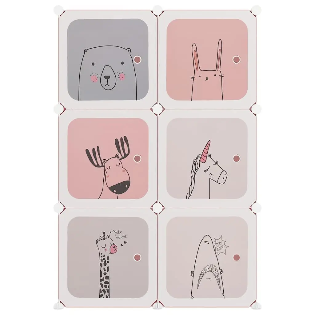 Cube Storage Cabinet for Kids Organiser 6 Cubes Pink