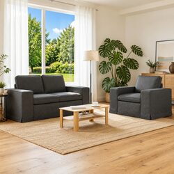Modular Sectional Sofa Set – 2 Pieces in Grey