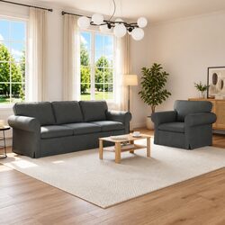 Contemporary Grey Sofa Set with Modular Design