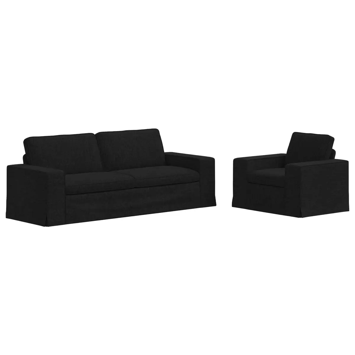 Sofa Set 2 pcs Black Modular Sectional Lounge Couch Living Room Furniture 222cm