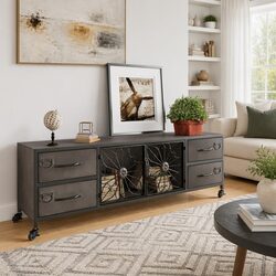 Iron TV Cabinet Storage Unit 110x30x40 cm Silver