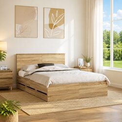 Bed Frame with Built-In Storage Drawer 150x200cm
