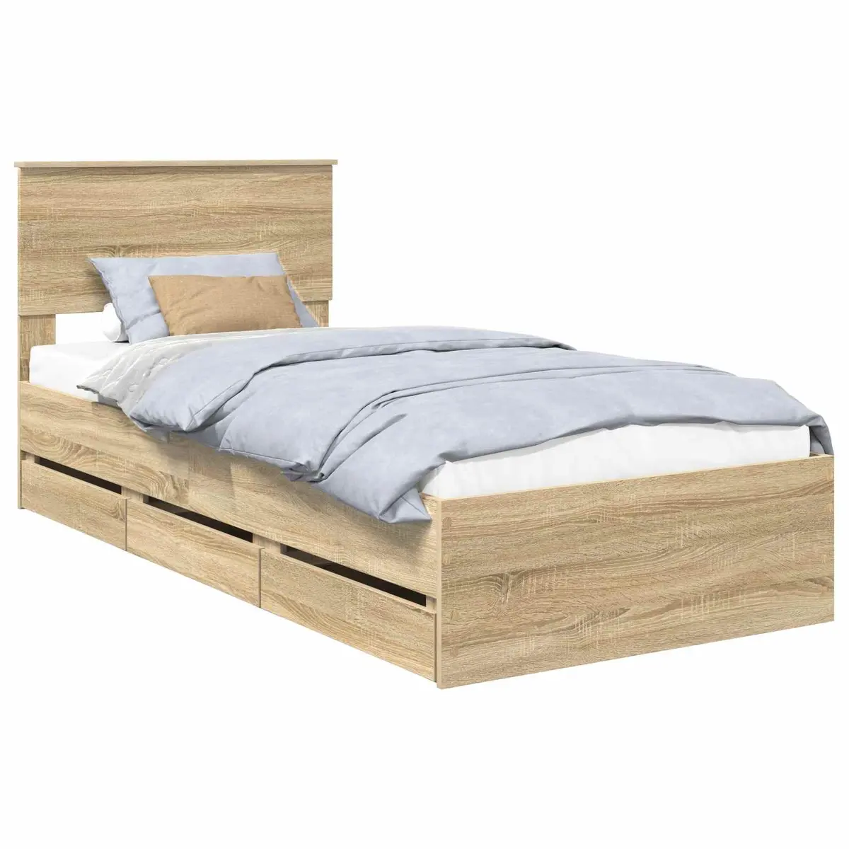 Bed Frame with Storage Drawer Modern Minimalist 90 x 190 cm Sonoma Oak