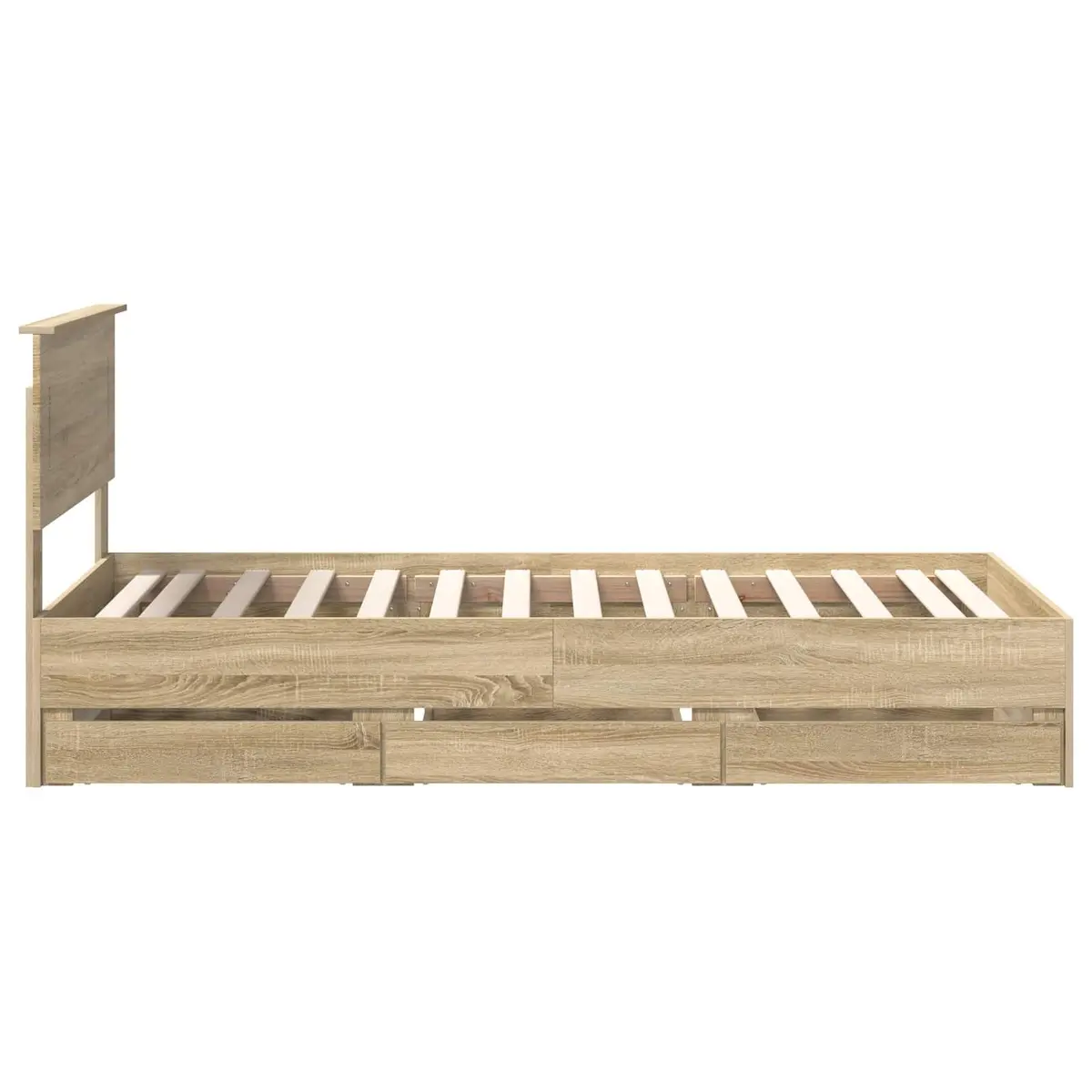 Bed Frame with Storage Drawer Modern Minimalist 90 x 190 cm Sonoma Oak