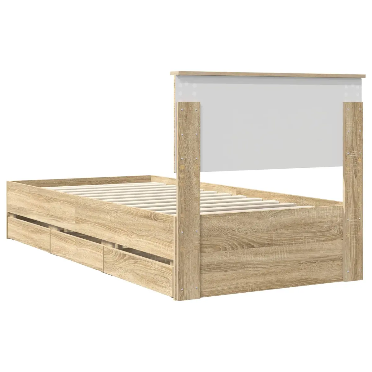 Bed Frame with Storage Drawer Modern Minimalist 90 x 190 cm Sonoma Oak