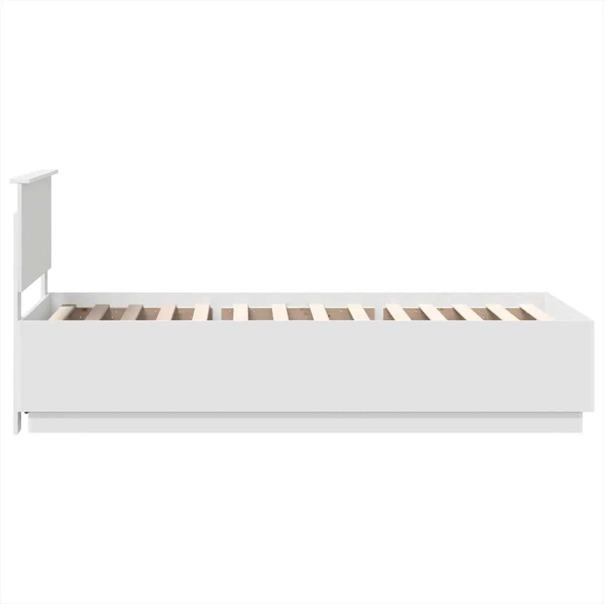Bed Frame Adjustable Headboard White 90 x 190 cm Engineered Wood LED Lights USB
