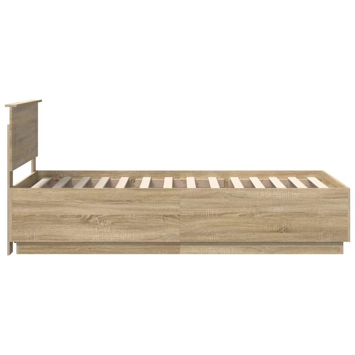 Bed Frame Adjustable Headboard Brown 90 x 190 cm Engineered Wood LED USB Charging