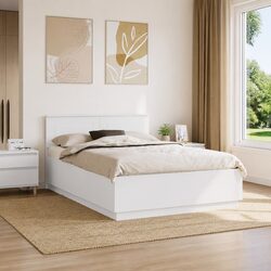 Engineered Wood Bed Frame with Wall-Mounted Headboard 150 x 200 cm