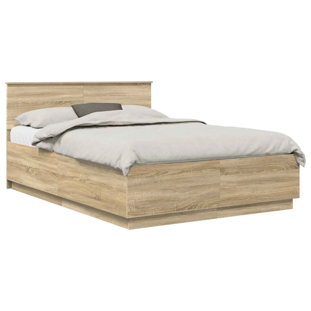 Bed Frame with Wall-Mounted Adjustable Headboard in Brown 150 x 200 cm Engineered Wood