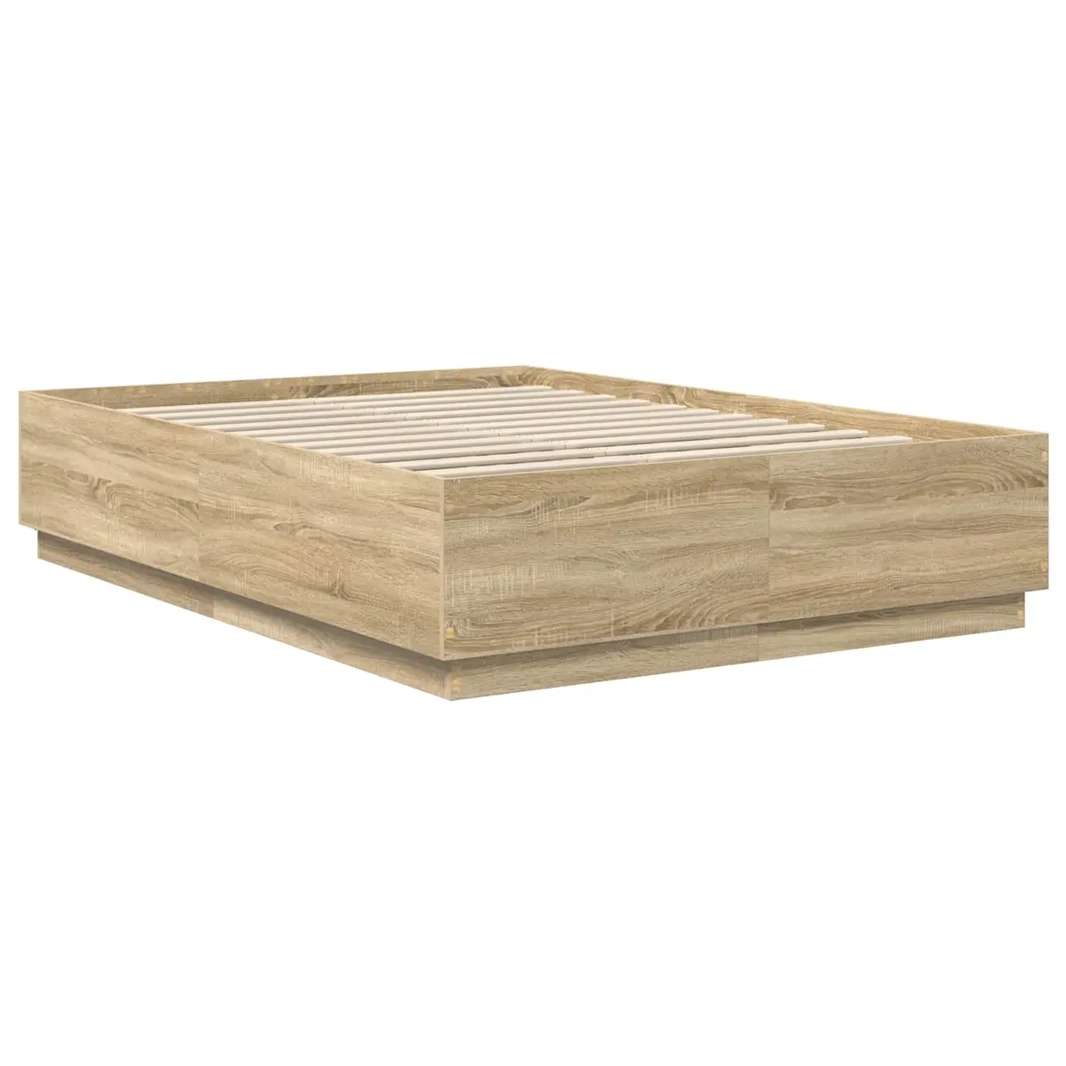 Bed Frame with Wall-Mounted Adjustable Headboard in Brown 150 x 200 cm Engineered Wood