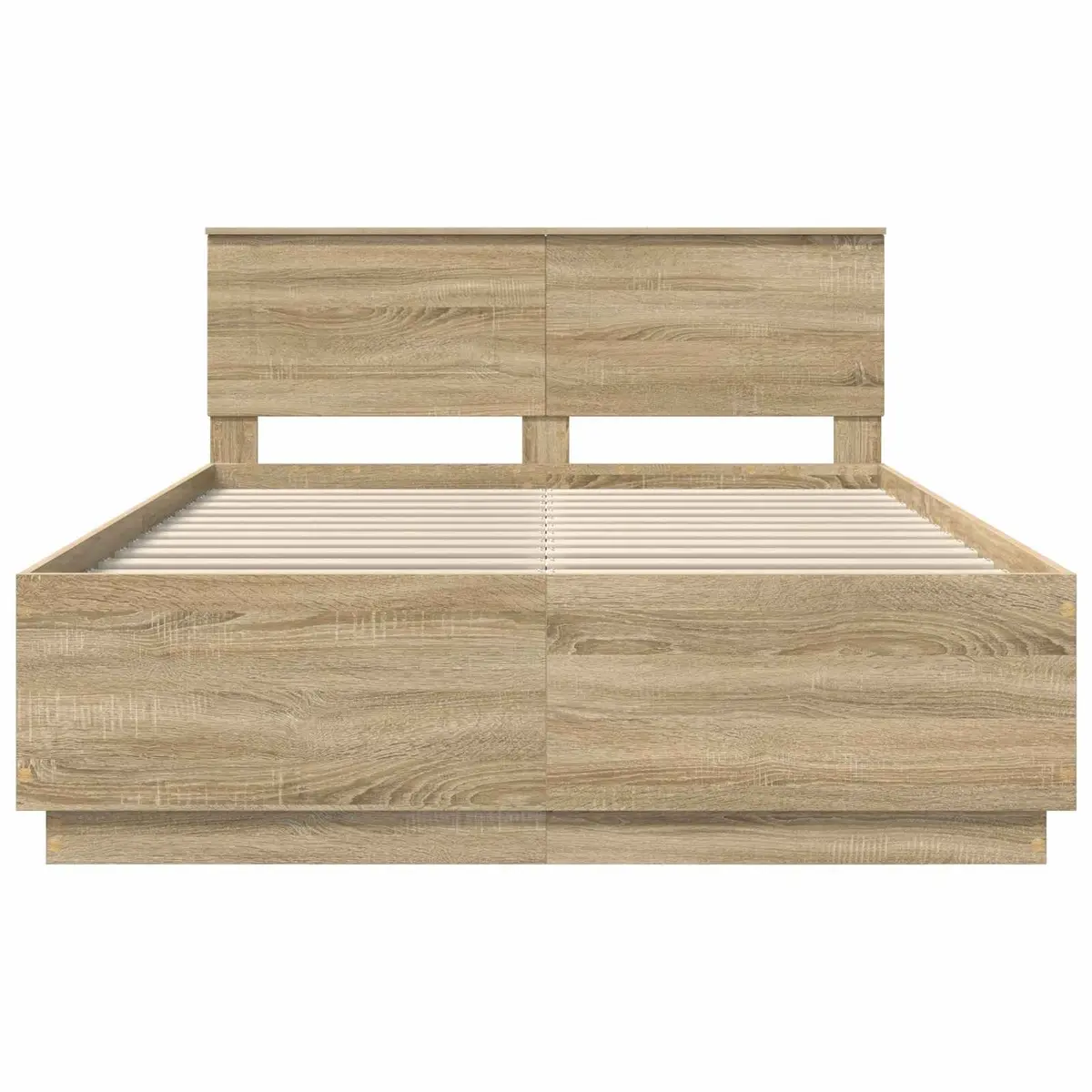 Bed Frame with Wall-Mounted Adjustable Headboard in Brown 150 x 200 cm Engineered Wood