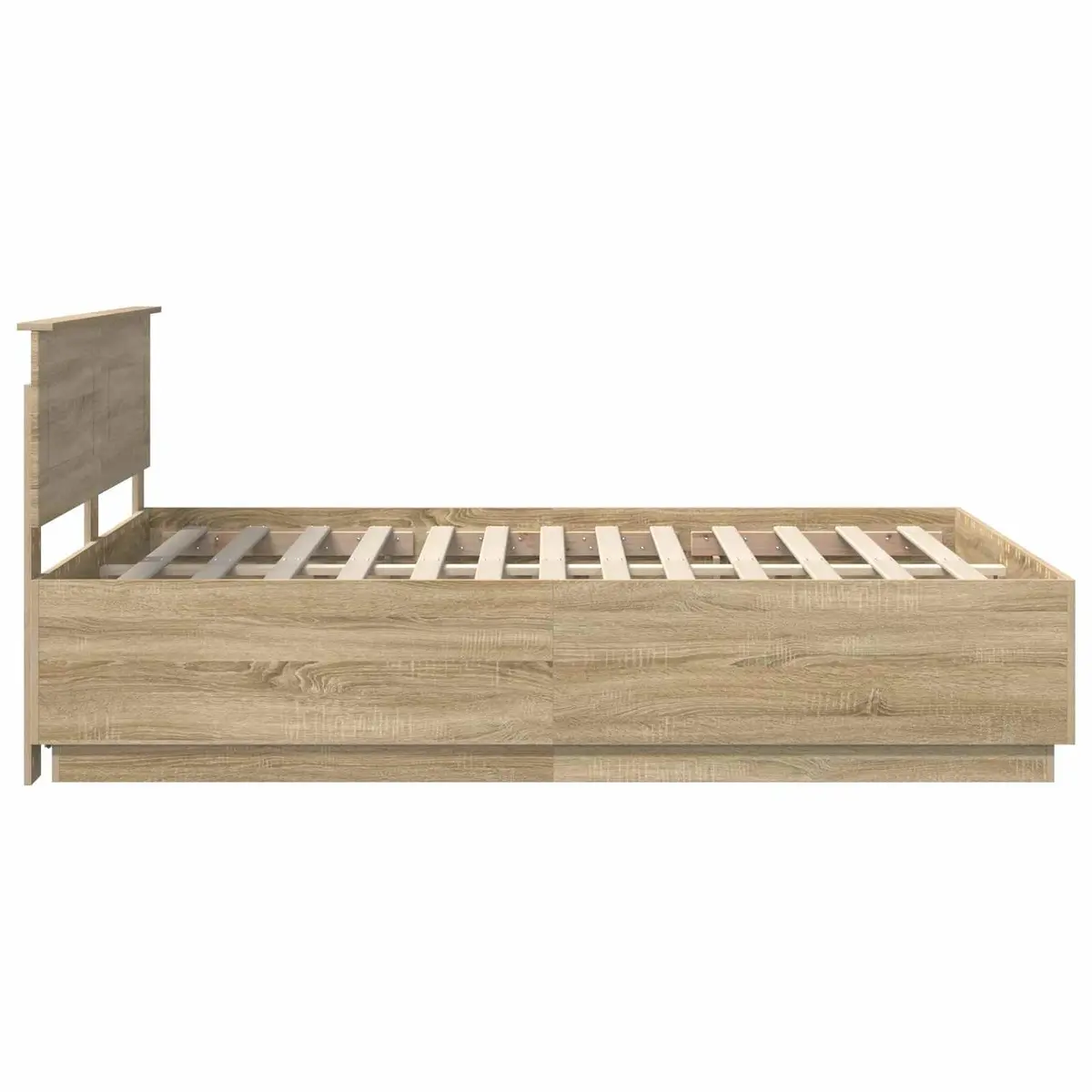 Bed Frame with Wall-Mounted Adjustable Headboard in Brown 150 x 200 cm Engineered Wood