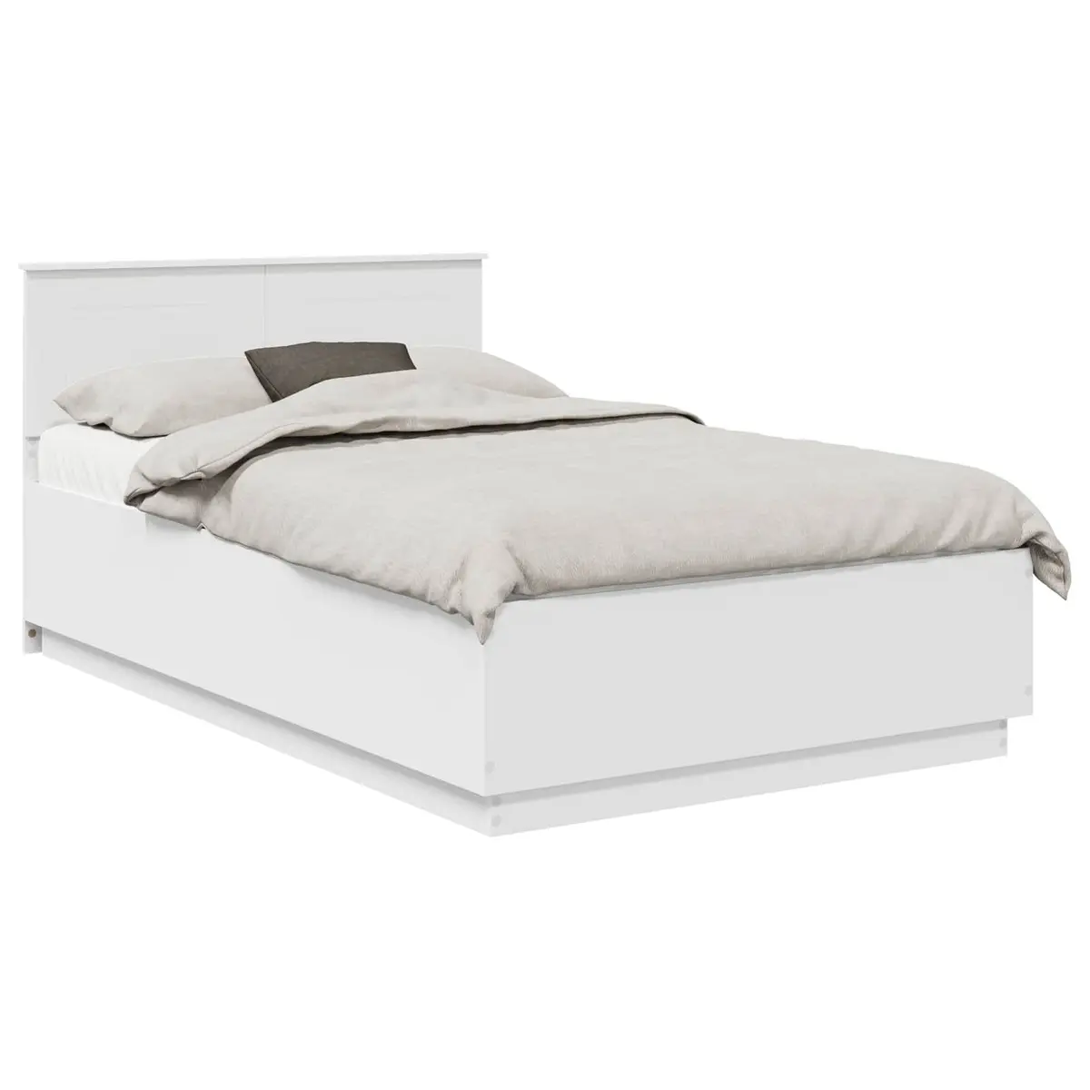 Bed Frame with Wall-Mounted Headboard Adjustable Height 135 x 190 cm White
