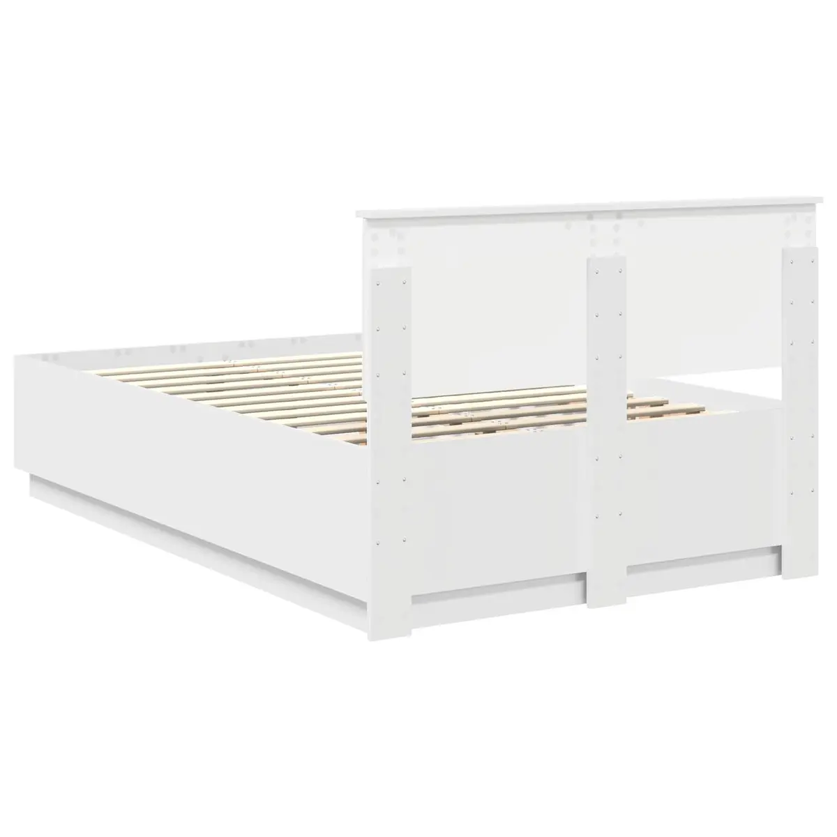 Bed Frame with Wall-Mounted Headboard Adjustable Height 135 x 190 cm White