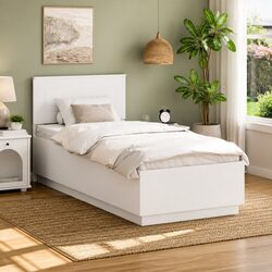 Modern Bed Frame with Wall-Mounted Adjustable Headboard 90 x 190 cm