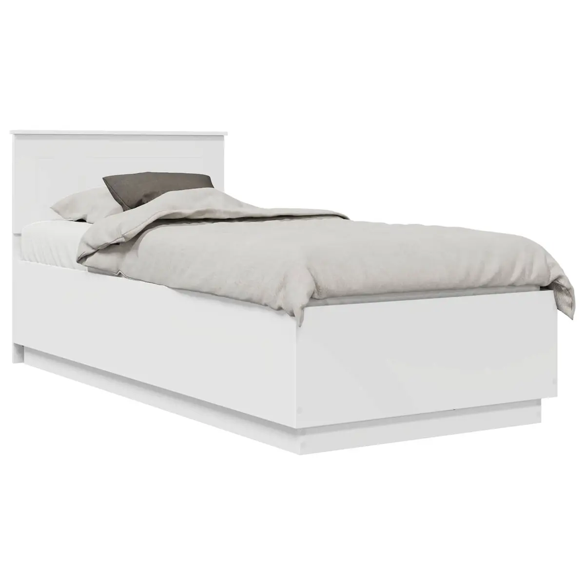 Bed Frame Modern Minimalist Adjustable Height Wall-Mounted Headboard White 90 x 190 cm