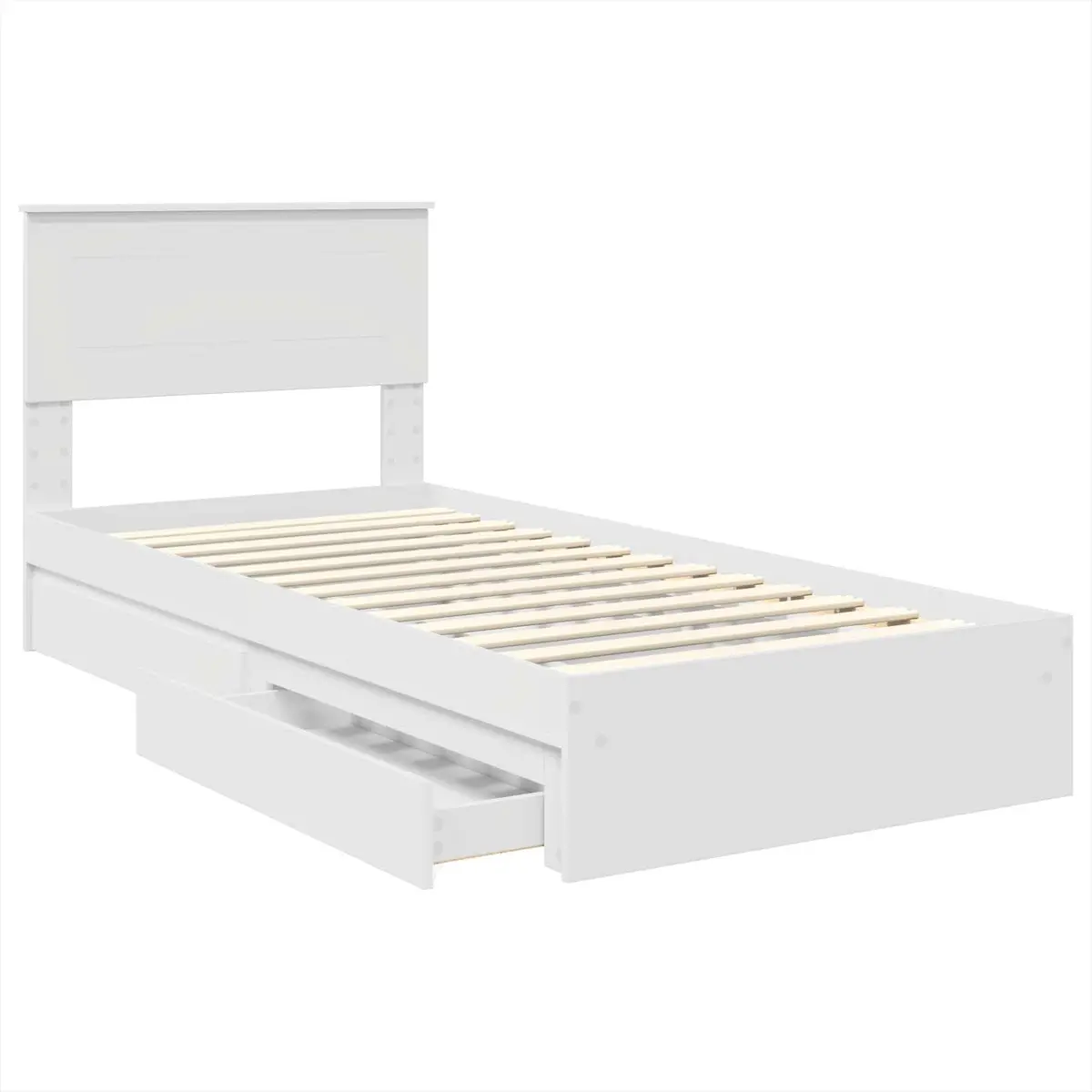 Storage Bed Frame with Drawer Modern 90 x 190 cm White