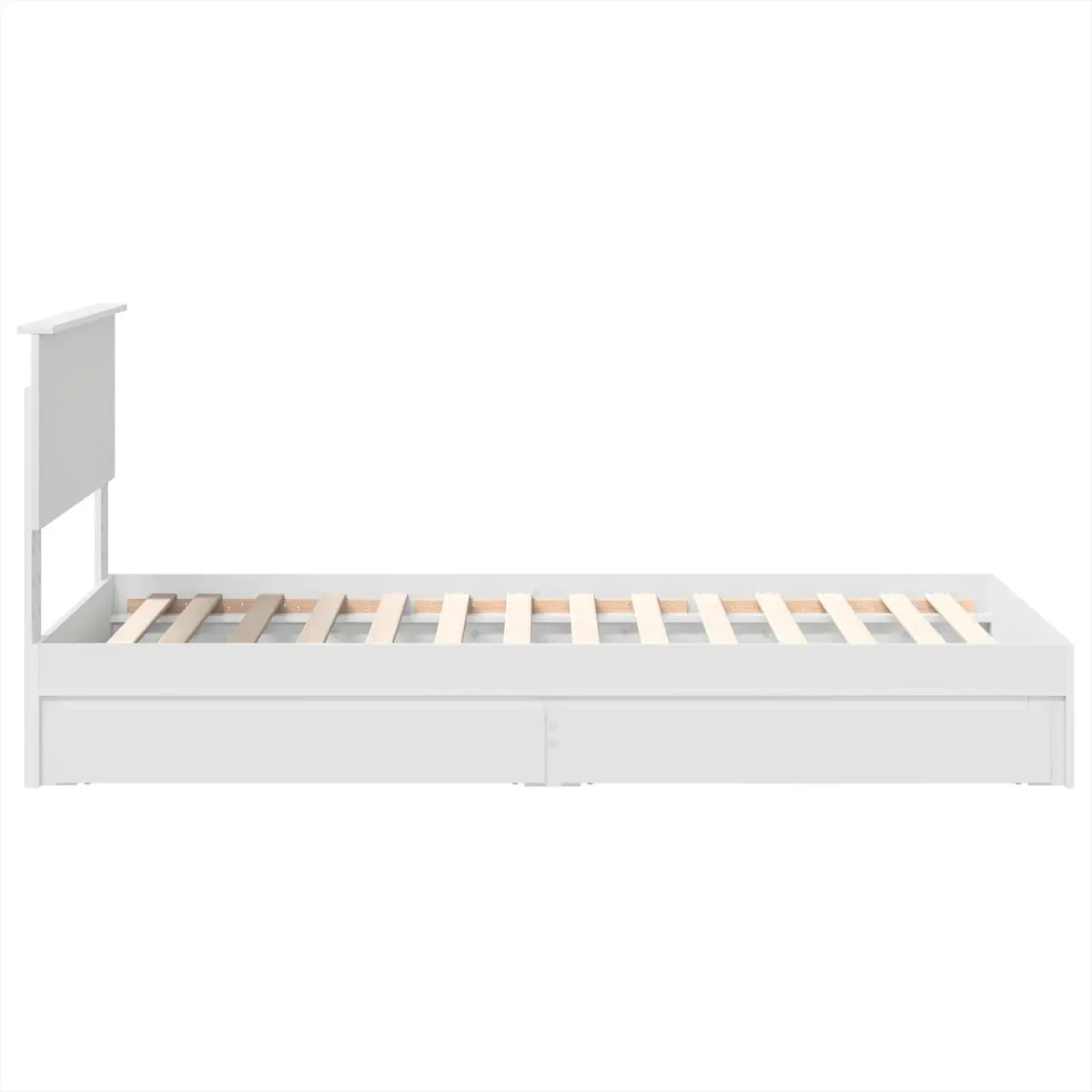 Storage Bed Frame with Drawer Modern 90 x 190 cm White
