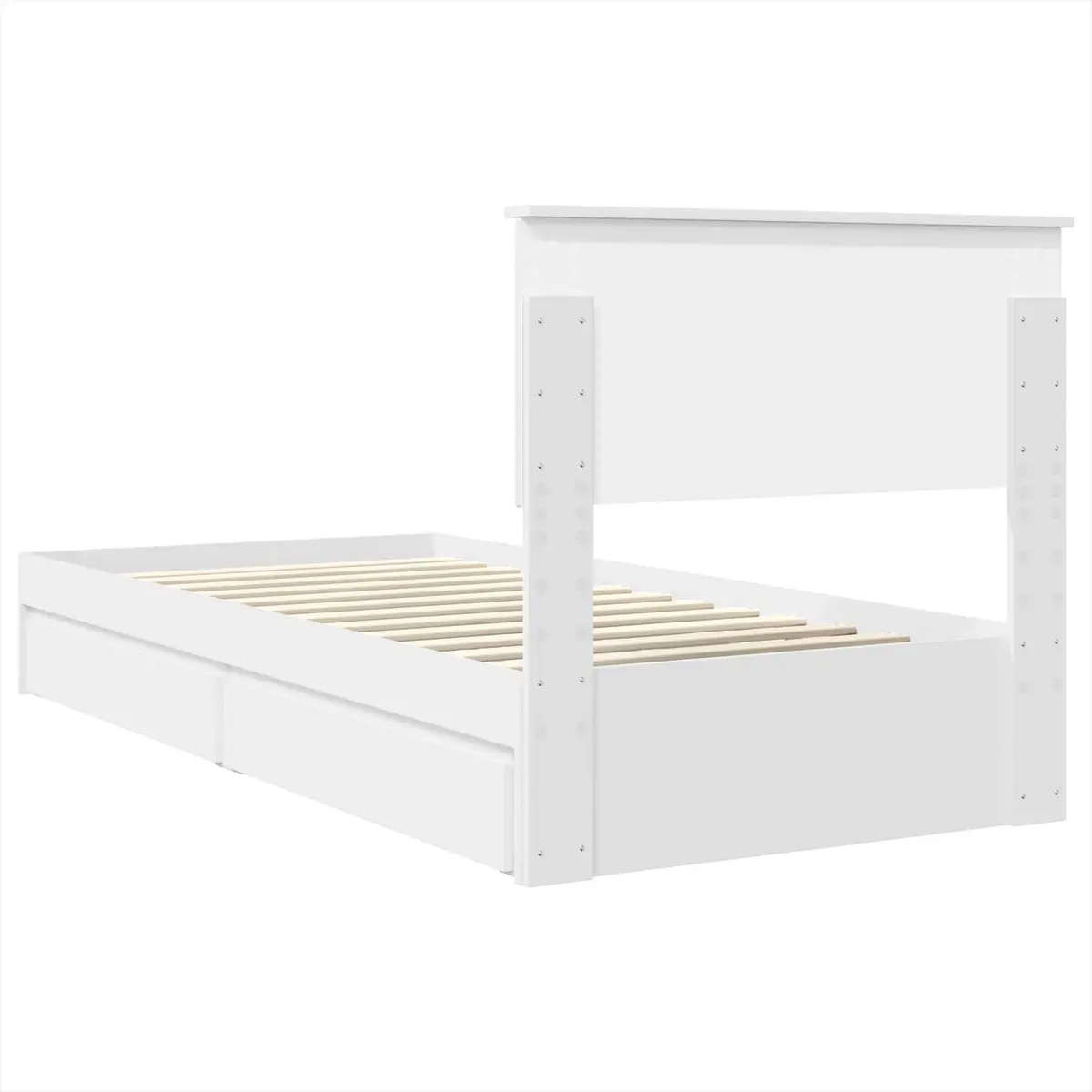 Storage Bed Frame with Drawer Modern 90 x 190 cm White