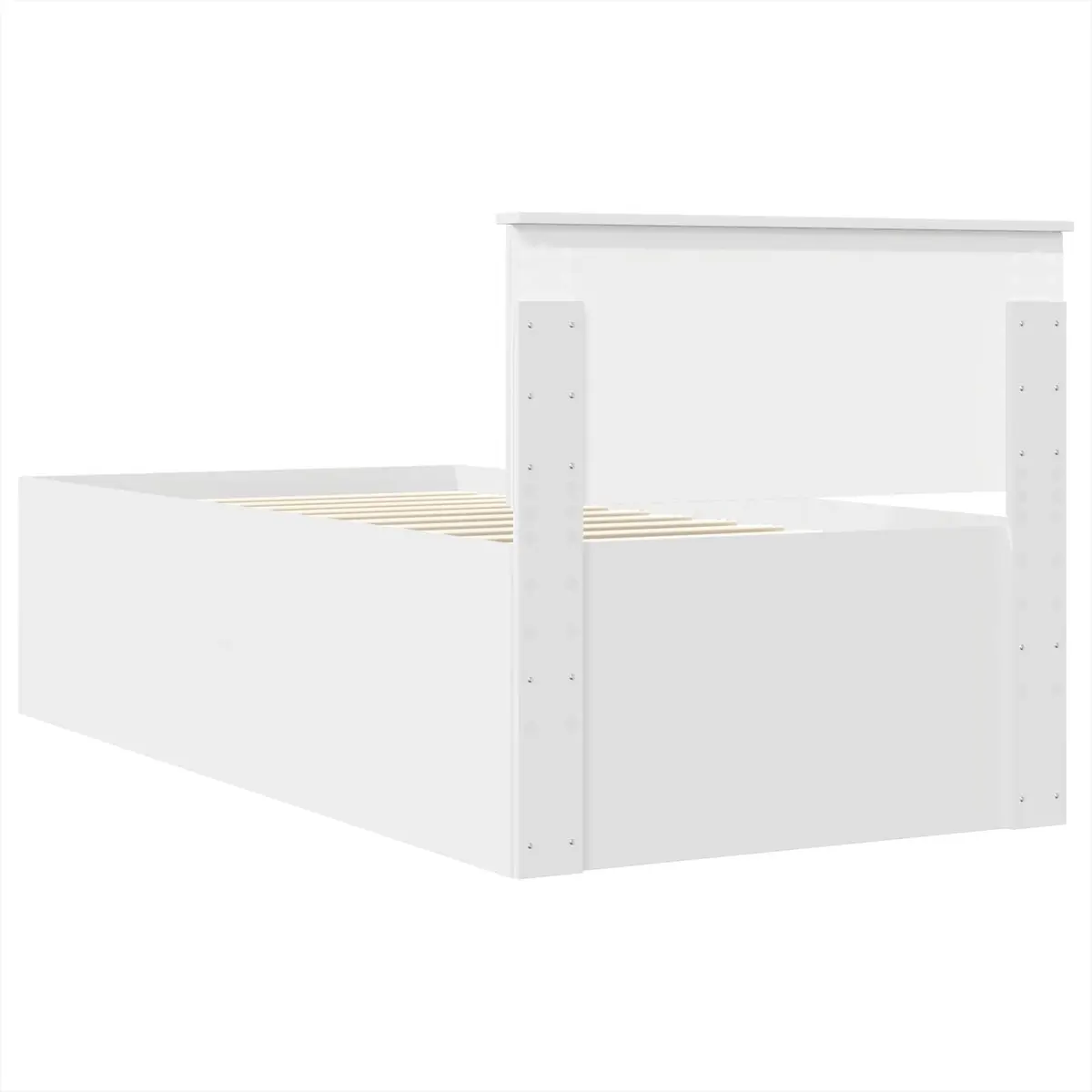 White Bed Frame with Integrated Headboard Modern 90 x 190 cm Engineered Wood for Contemporary Bedroom
