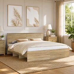 Engineered Wood Bed Frame 180 x 200 cm with Headboard