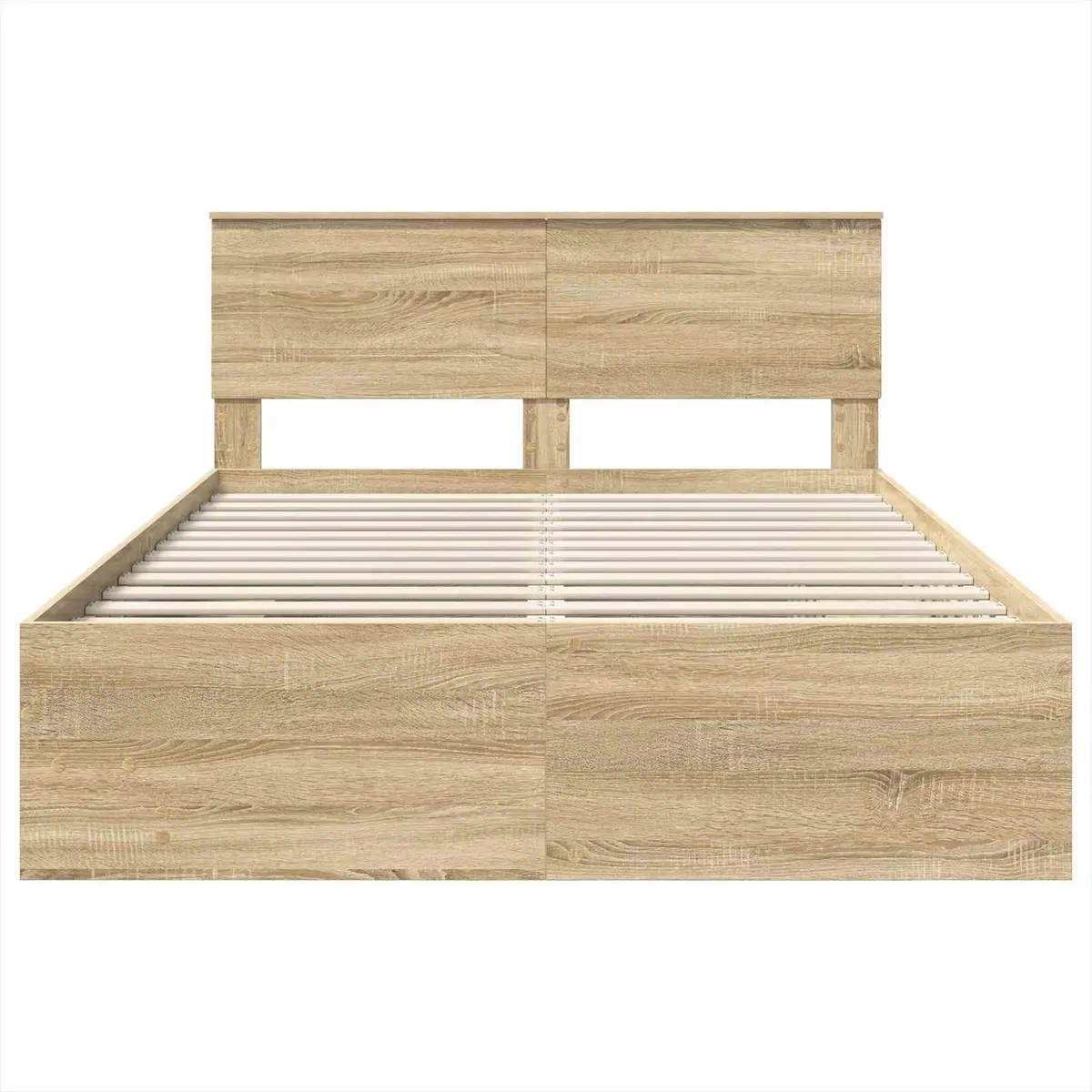 Bed Frame Modern with Headboard 150 x 200 cm Brown