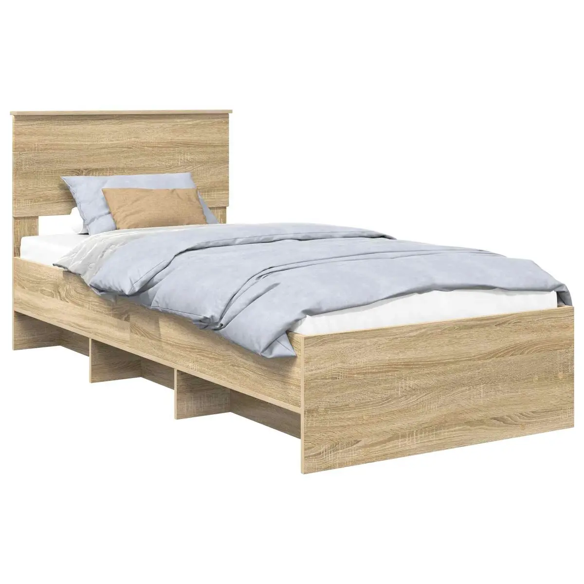 Bed Frame with Headboard Modern Engineered Wood 90 x 200 cm Brown