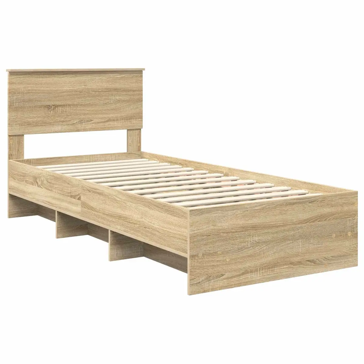 Bed Frame with Headboard Modern Engineered Wood 90 x 200 cm Brown