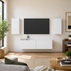 4-Piece White Entertainment Centre for Media Storage
