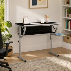 Adjustable Craft Desk with Ergonomic Design, Black and Grey