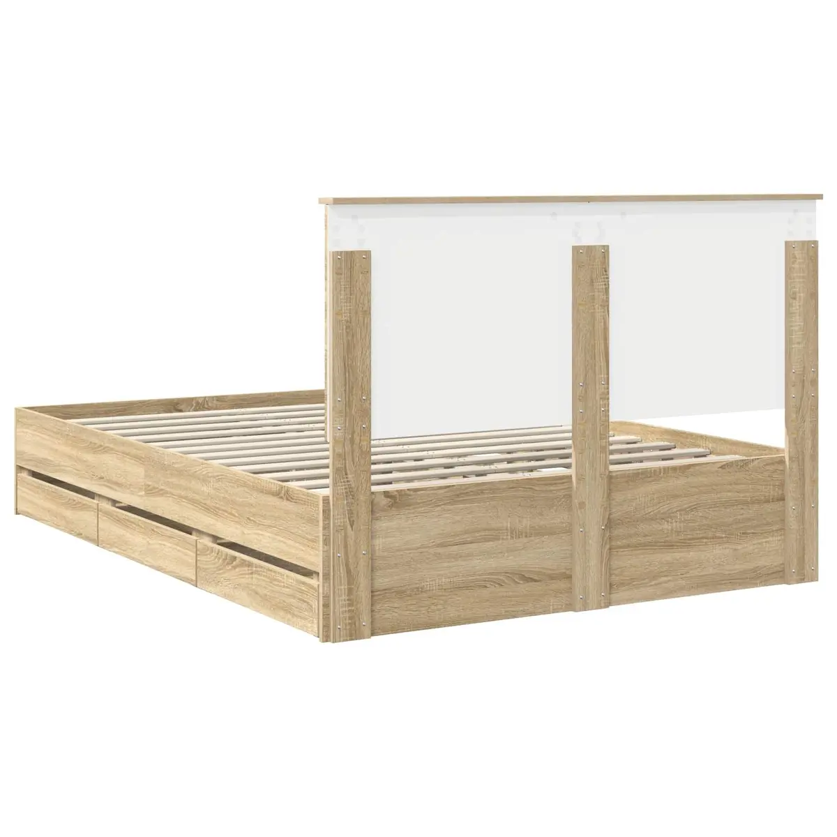 Bed Frame with Storage Drawers Modern Engineered Wood 150 x 200 cm Brown
