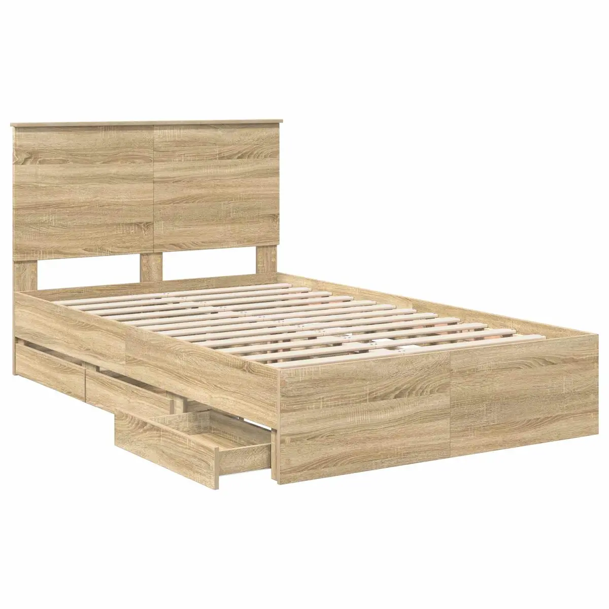 Bed Frame with Storage Drawer Modern 135 x 190 cm Sonoma Oak