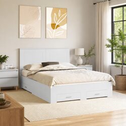 Engineered Wood Bed Frame with Headboard 150 x 200 cm