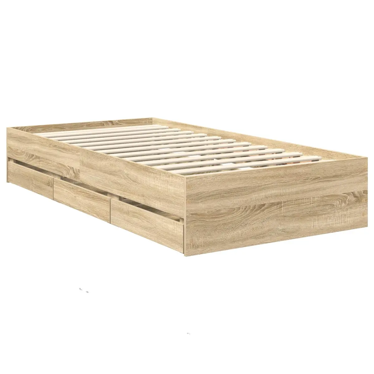 Bed Frame with Storage Drawer Engineered Wood 90 x 190 cm Modern Brown