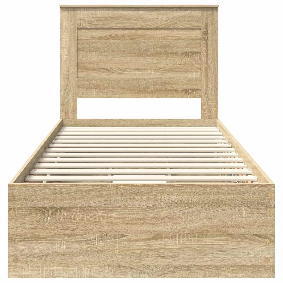 Bed Frame with Storage Drawer Engineered Wood 90 x 190 cm Modern Brown