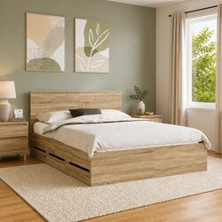 Storage Drawer Bed Frame Sonoma Oak 150 x 200 cm
